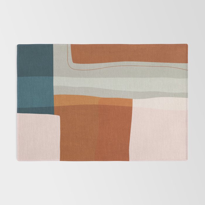 Rust Navy Gray Modern Abstract Rug Gallery Image 2