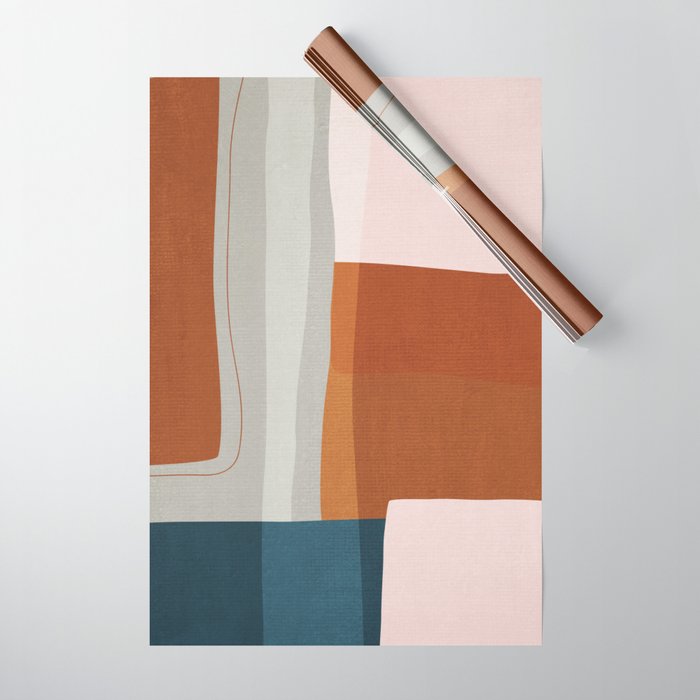 Rust Navy Gray Modern Abstract Wrapping Paper Gallery Image 1