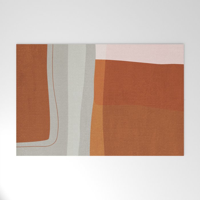 Rust Navy Gray Modern Abstract Welcome Mat Gallery Image 1