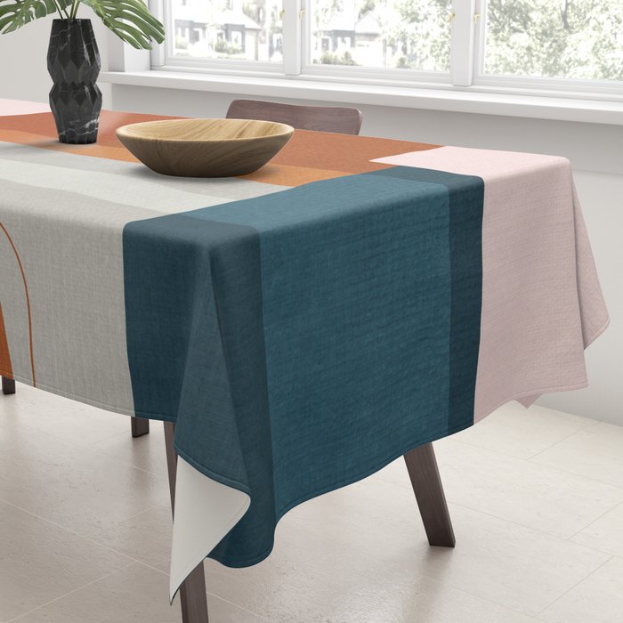 Rust Navy Gray Modern Abstract Tablecloth Gallery Image 3