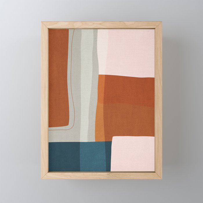 Rust Navy Gray Modern Abstract Mini Art Print Gallery Image 1