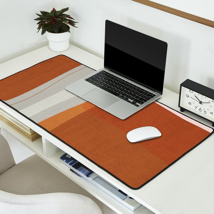 Rust Navy Gray Modern Abstract Desk Mat Gallery Image 2