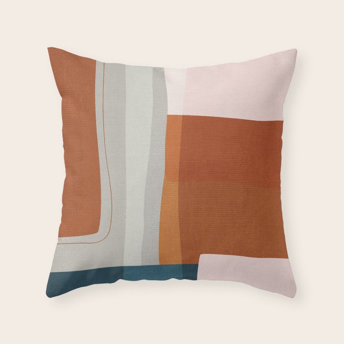 Rust Navy Gray Modern Abstract Throw Pillow Gallery Image 1