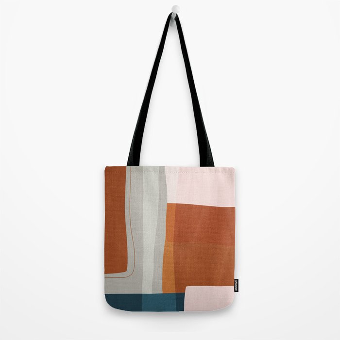 Rust Navy Gray Modern Abstract Tote Bag Gallery Image 2