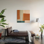 Rust Navy Gray Modern Abstract Wood Wall Art Gallery Image 2