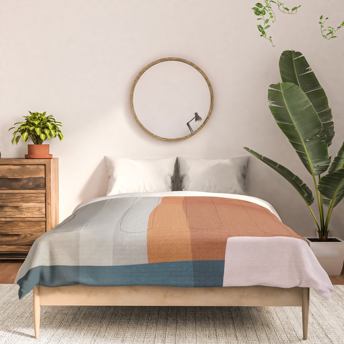 Rust Navy Gray Modern Abstract Comforter Gallery Image 3