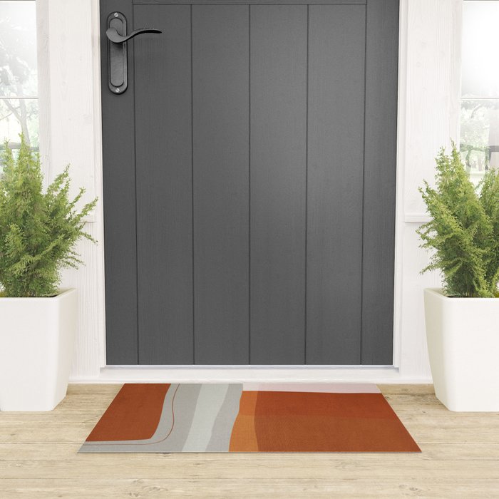 Rust Navy Gray Modern Abstract Welcome Mat Gallery Image 3