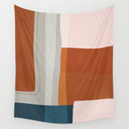 Rust Navy Gray Modern Abstract Wall Tapestry Gallery Image 4
