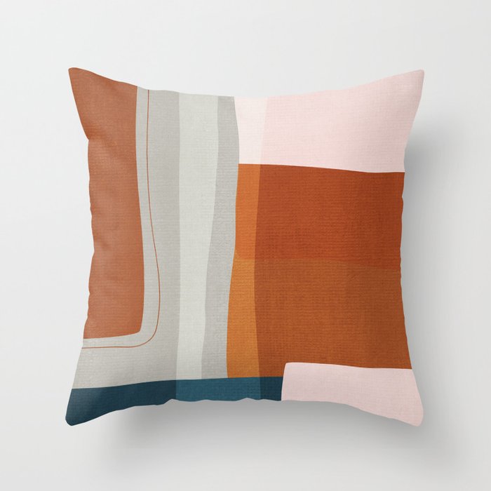Rust Navy Gray Modern Abstract Throw Pillow Gallery Image 6