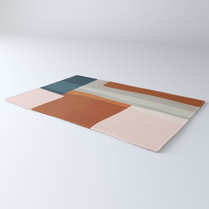 Rust Navy Gray Modern Abstract Rug Gallery Image 3