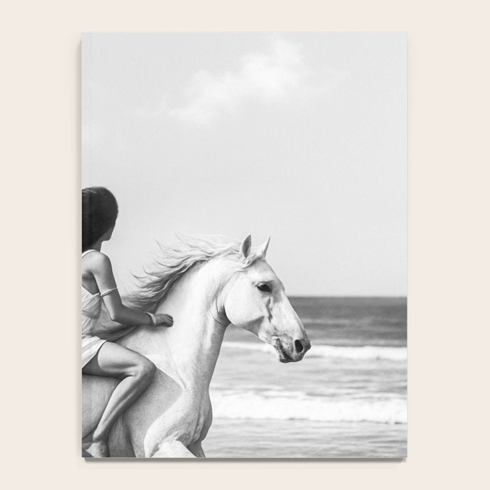 Boho Horse Riding Black White Beach Photography Notebook Gallery Image 4