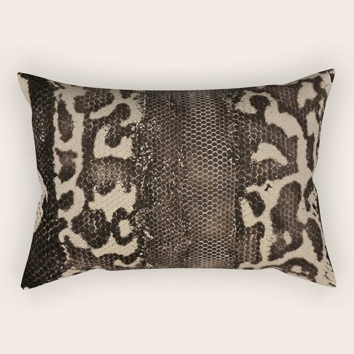 Snake Boa Skin - Bold Reptile Pattern in Neutral Tones Rectangular Pillow Gallery Image 1