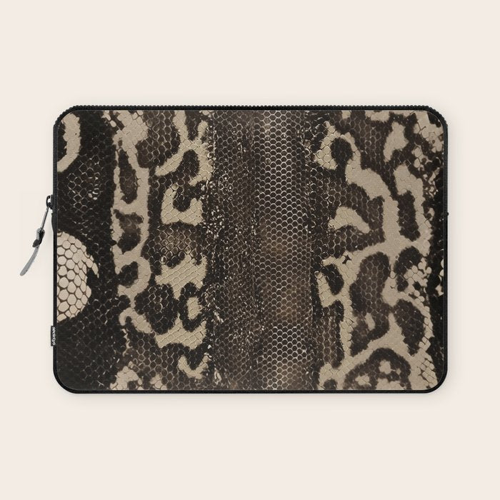 Snake Boa Skin - Bold Reptile Pattern in Neutral Tones Laptop Sleeve Gallery Image 1