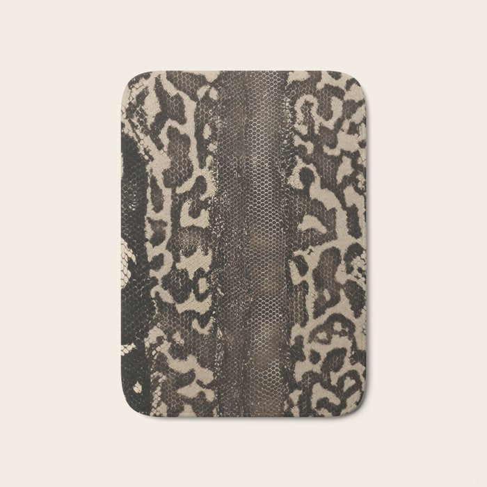 Snake Boa Skin - Bold Reptile Pattern in Neutral Tones Bath Mat Gallery Image 1