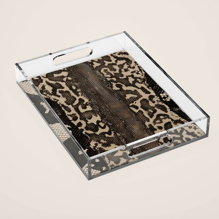 Snake Boa Skin - Bold Reptile Pattern in Neutral Tones Acrylic Tray Gallery Image 1