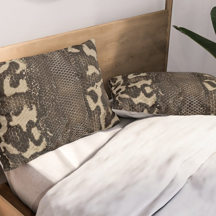 Snake Boa Skin - Bold Reptile Pattern in Neutral Tones Pillow Sham Gallery Image 2