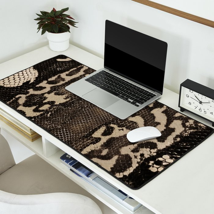Snake Boa Skin - Bold Reptile Pattern in Neutral Tones Desk Mat Gallery Image 2