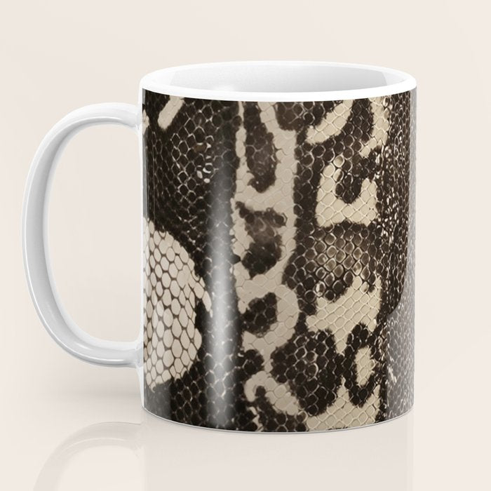 Snake Boa Skin - Bold Reptile Pattern in Neutral Tones Coffee Mug Gallery Image 3