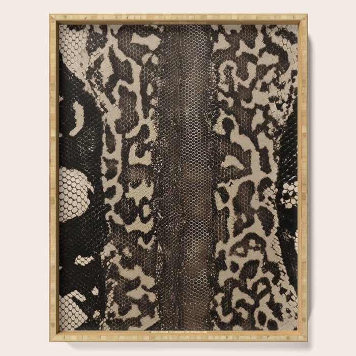 Snake Boa Skin - Bold Reptile Pattern in Neutral Tones Serving Tray Gallery Image 1