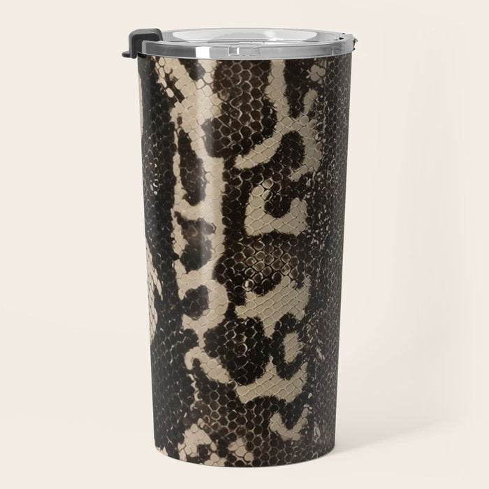 Snake Boa Skin - Bold Reptile Pattern in Neutral Tones Travel Mug Gallery Image 3