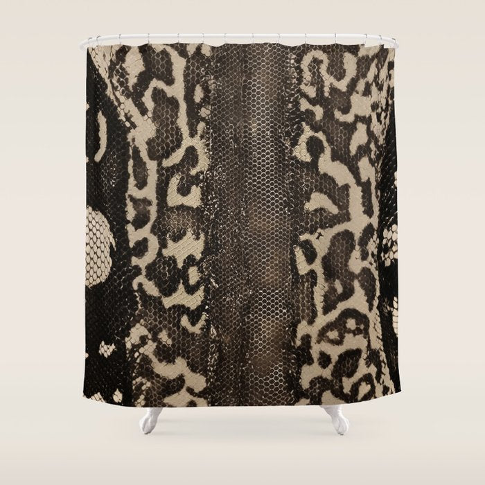 Snake Boa Skin - Bold Reptile Pattern in Neutral Tones Shower Curtain Gallery Image 1