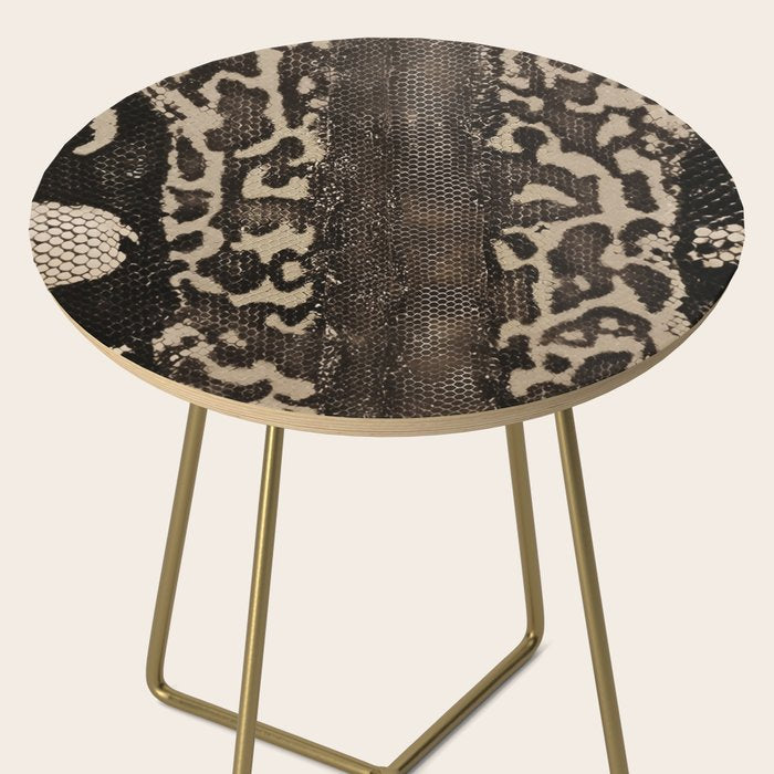 Snake Boa Skin - Bold Reptile Pattern in Neutral Tones Side Table Gallery Image 2