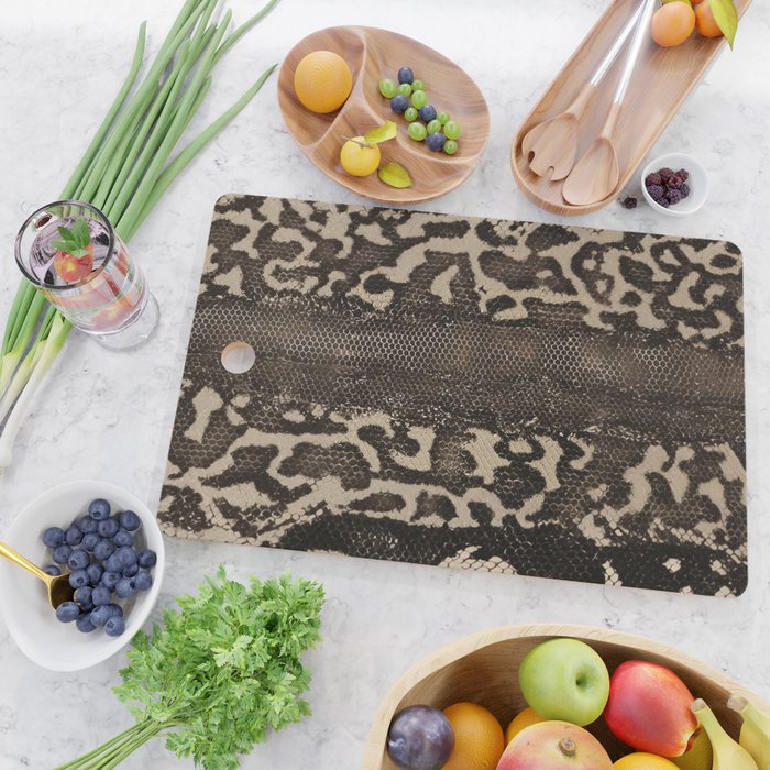 Snake Boa Skin - Bold Reptile Pattern in Neutral Tones Cutting Board Gallery Image 2