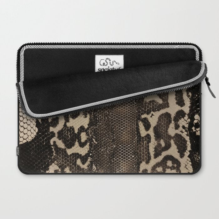 Snake Boa Skin - Bold Reptile Pattern in Neutral Tones Laptop Sleeve Gallery Image 2