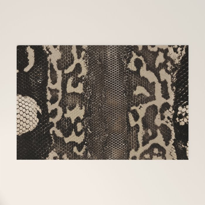 Snake Boa Skin - Bold Reptile Pattern in Neutral Tones Welcome Mat Gallery Image 1