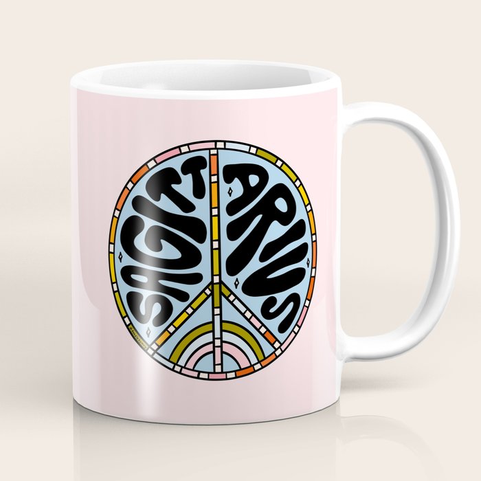 Sagittarius Peace Sign Coffee Mug Gallery Image 1