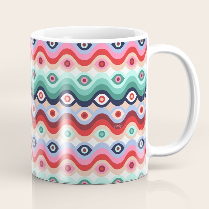 Psychedelic Eye Melt - Mint & Pink Coffee Mug Gallery Image 1