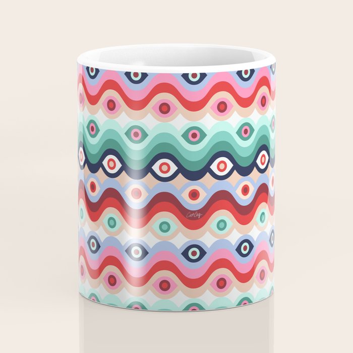 Psychedelic Eye Melt - Mint & Pink Coffee Mug Gallery Image 4