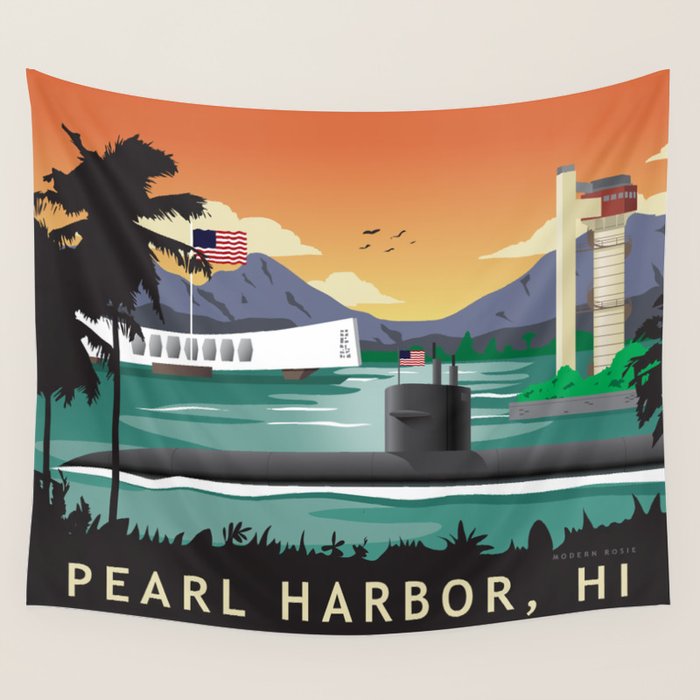 Pearl Harbor, HI - Submarine Homeport Wall Tapestry Gallery Image 1