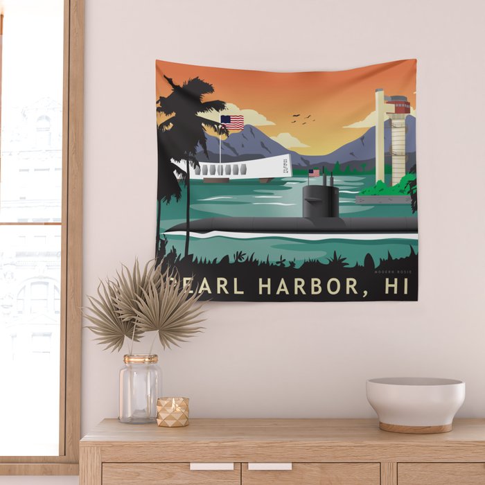 Pearl Harbor, HI - Submarine Homeport Wall Tapestry Gallery Image 2