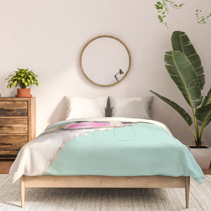 Bubble Gum Sneaky Llama in Green Comforter Gallery Image 3