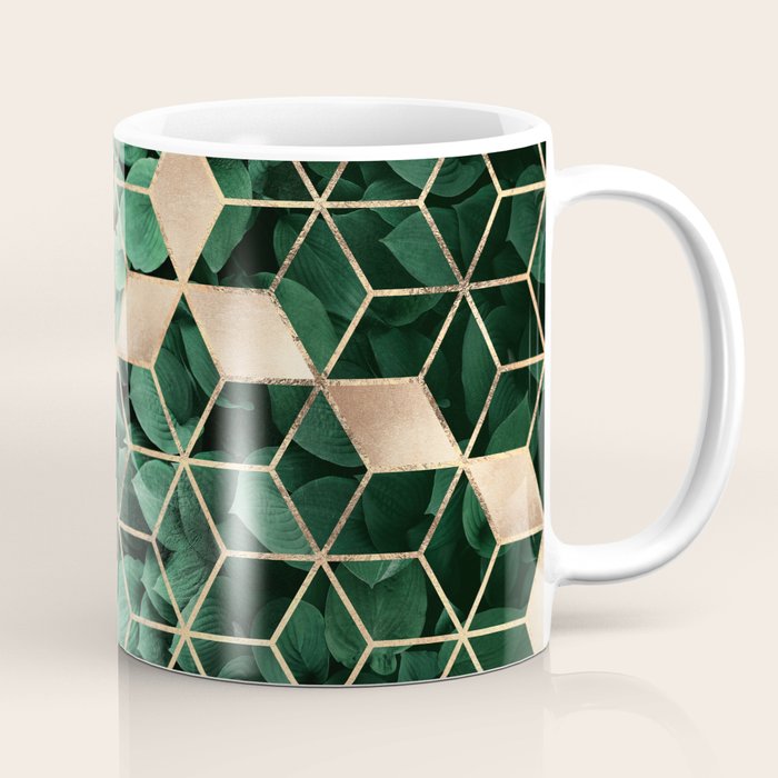 Leaves And Cubes Coffee Mug Gallery Image 1