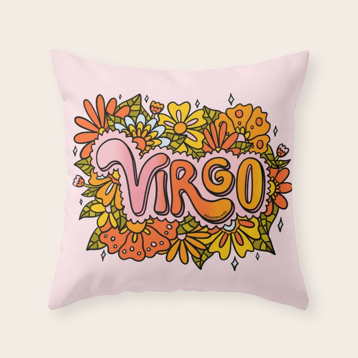 Virgo Flowers Throw Pillow Gallery Image 6