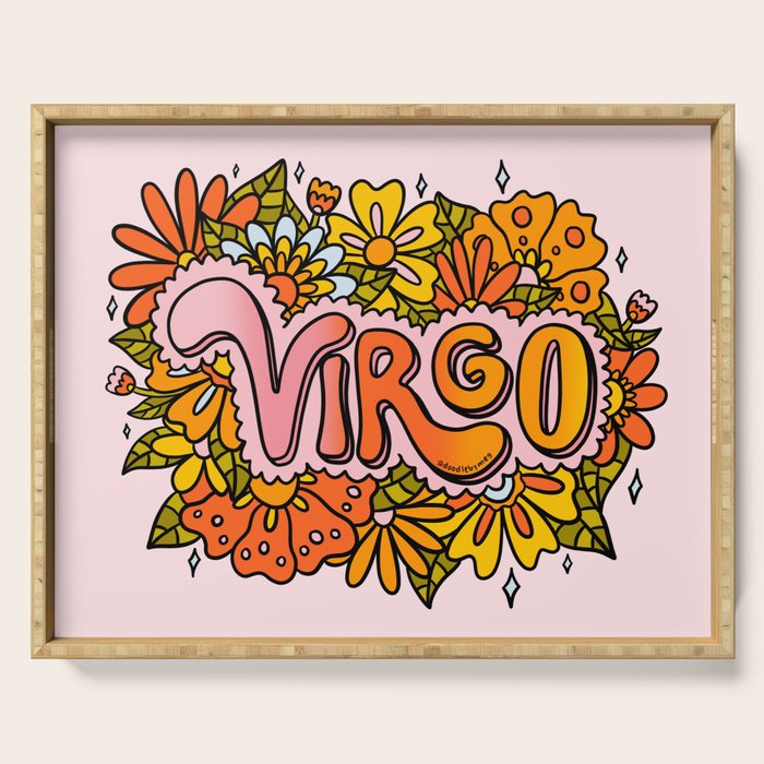 Virgo Flowers Serving Tray Gallery Image 1
