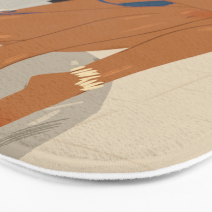 portrait of an elegant woman on the beach in a swimsuit Bath Mat Gallery Image 3