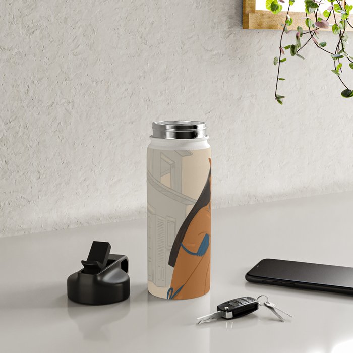 portrait of an elegant woman on the beach in a swimsuit Water Bottle Gallery Image 4