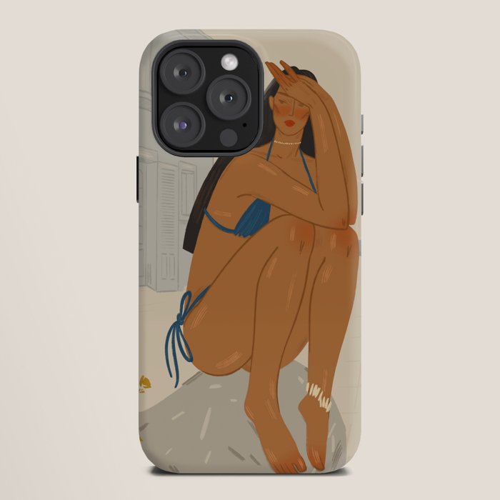 portrait of an elegant woman on the beach in a swimsuit iPhone Case Gallery Image 12
