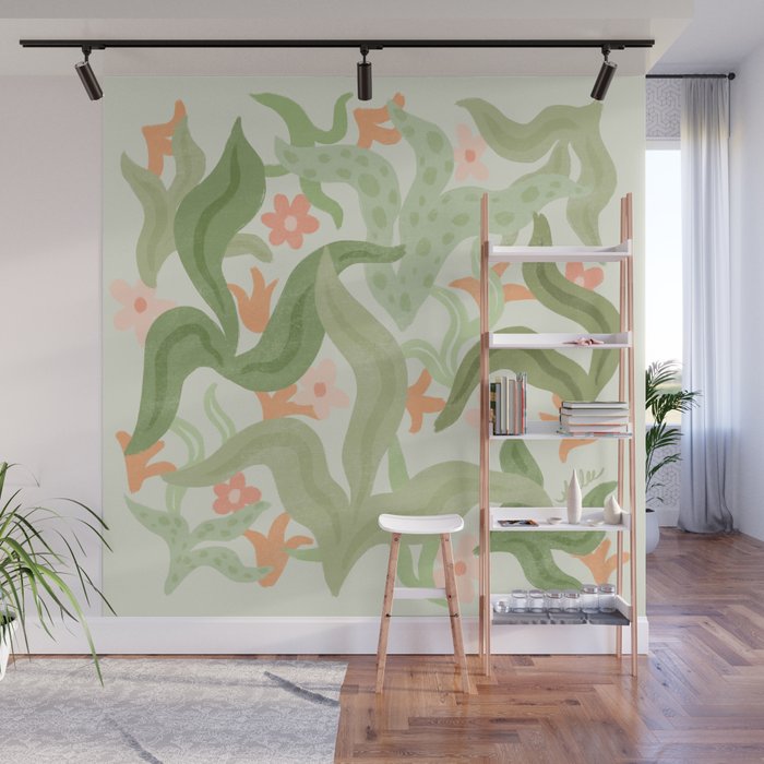 Wavy Plants Pattern Wall Mural Gallery Image 1