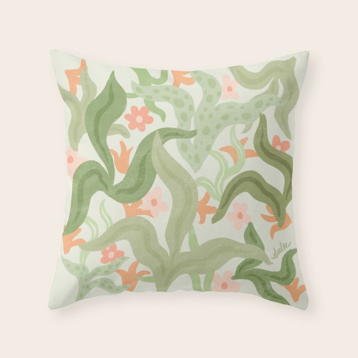 Wavy Plants Pattern Throw Pillow Gallery Image 6