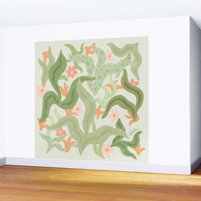 Wavy Plants Pattern Wall Mural Gallery Image 2