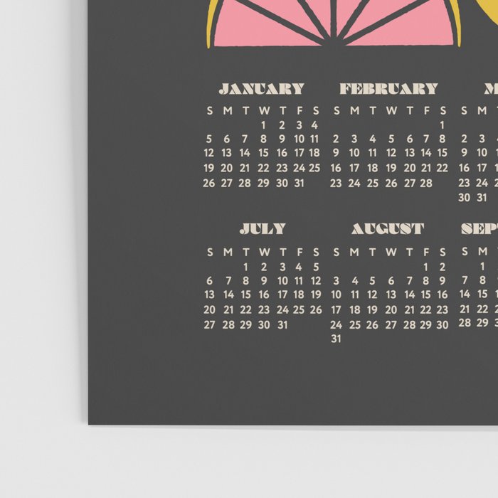 Fruit and Veggies 2025 Calendar - Muli-color on black Poster Gallery Image 3