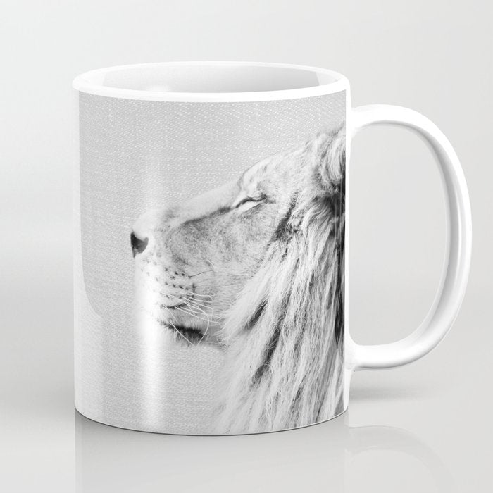 Lion Portrait - Black & White Coffee Mug Gallery Image 1
