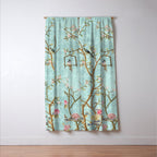 Romantic Chinoiserie Aqua Zen Garden Window Curtain Gallery Image 3