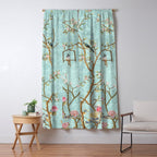 Romantic Chinoiserie Aqua Zen Garden Window Curtain Gallery Image 5
