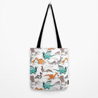 Origami dragon friends // white background aqua orange grey and taupe fantastic creatures Tote Bag Gallery Image 2