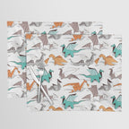 Origami dragon friends // white background aqua orange grey and taupe fantastic creatures Placemat Gallery Image 1